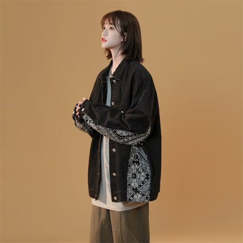 牛仔外套女宽松百搭2025春秋韩版显瘦短款夹克上衣服218-8N115P57,男装工装外套,星座218-8