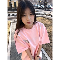 H0860-P35推荐#贴布刺绣简约粉色短袖T恤，女装T恤，星座617A-2