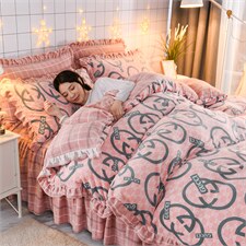 2022新款韩版牛奶绒印花床裙款四件套法莱绒水晶绒婴儿绒宝宝绒酷圈圈，床品套件其他，睡美人