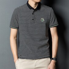男士短袖T恤男条纹薄款POLO衫夏季中青年休闲百搭翻领棉质体恤衫,男装T恤,电商B212（原钱塘6029）