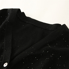 时尚百搭女士秋冬新款简约V领羊毛珠片开衫，女装羊毛衫，悦玛羊绒