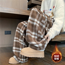 冬季新款美式复古格子设计慵懒加绒休闲裤B315-K25914JR-p65控88，男装卫衣，电商B315