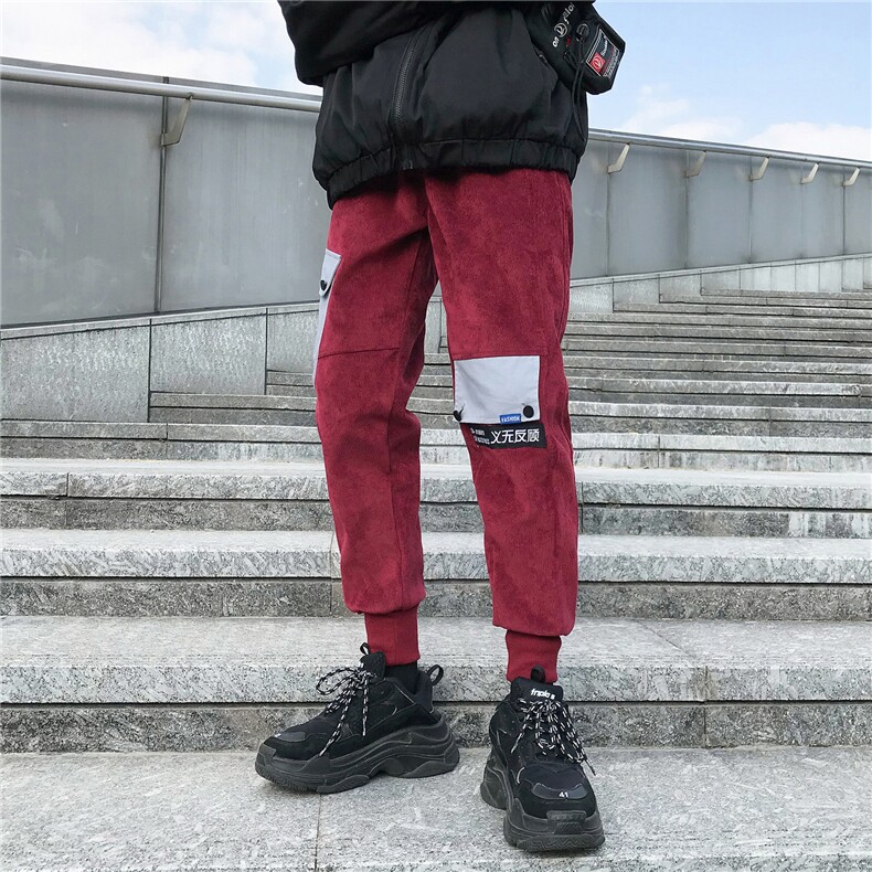 703-K176-P68秋冬灯芯绒加绒加厚休闲长裤个性立体袋绣花大码,男装棉裤,星座703
