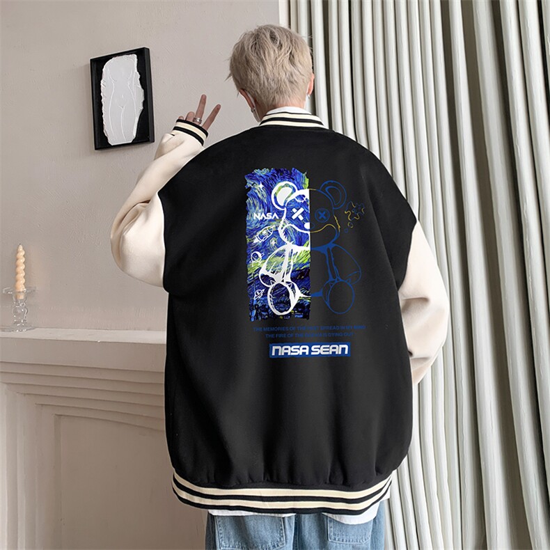 摇粒绒棒球服男大码开衫卫衣男夹克BF86290-P65,男装夹克,电商A040