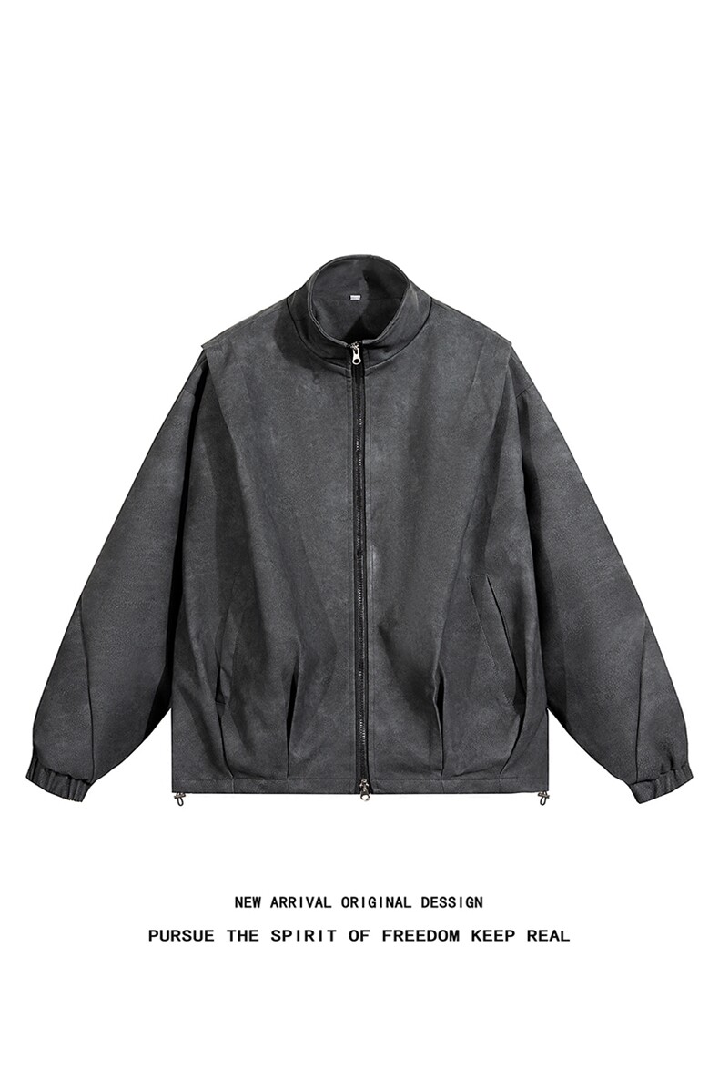 PY9099/P85新款宽松机能风磨砂皮衣皮夹克男休闲百搭痞帅上衣外套,男装夹克,电商A141
