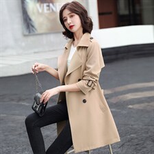 2021秋装新款时尚简约气质韩版中长款风衣，女装风衣，姿衣坊