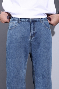 垂感阔腿牛仔裤子潮男复古美式做旧宽松直筒微喇长裤DY06#-P55图片