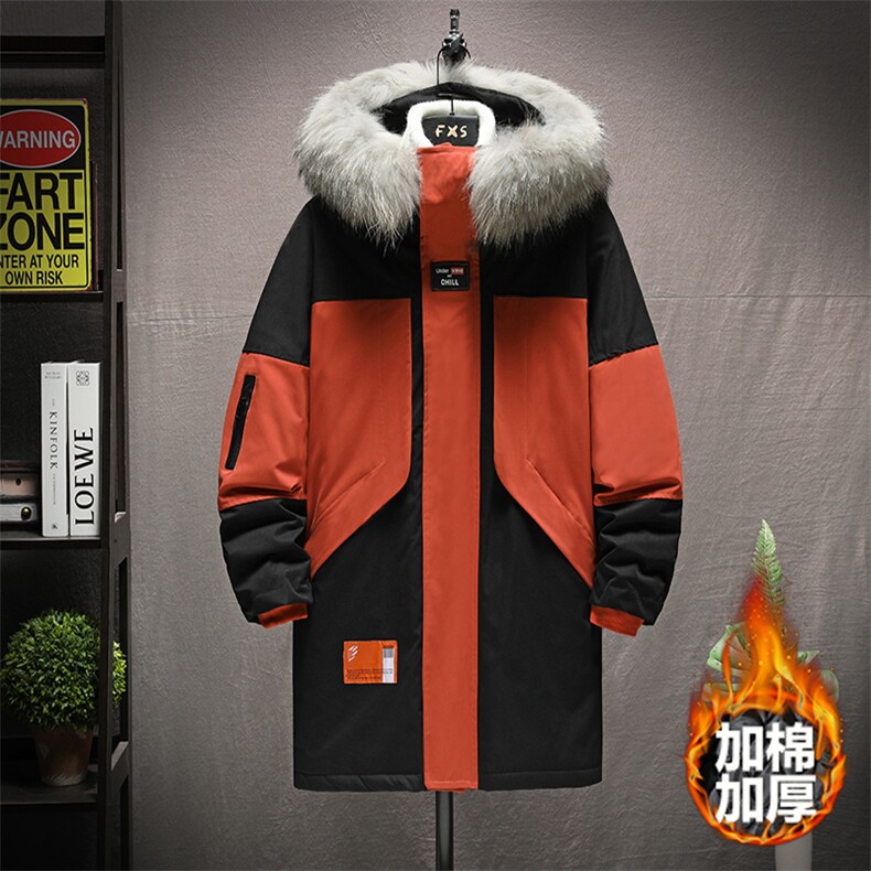 现货支持各种活动8XL-M大毛领棉衣男2023冬新款连帽撞色棉服棉袄,男装棉衣,钱塘717(原712)
