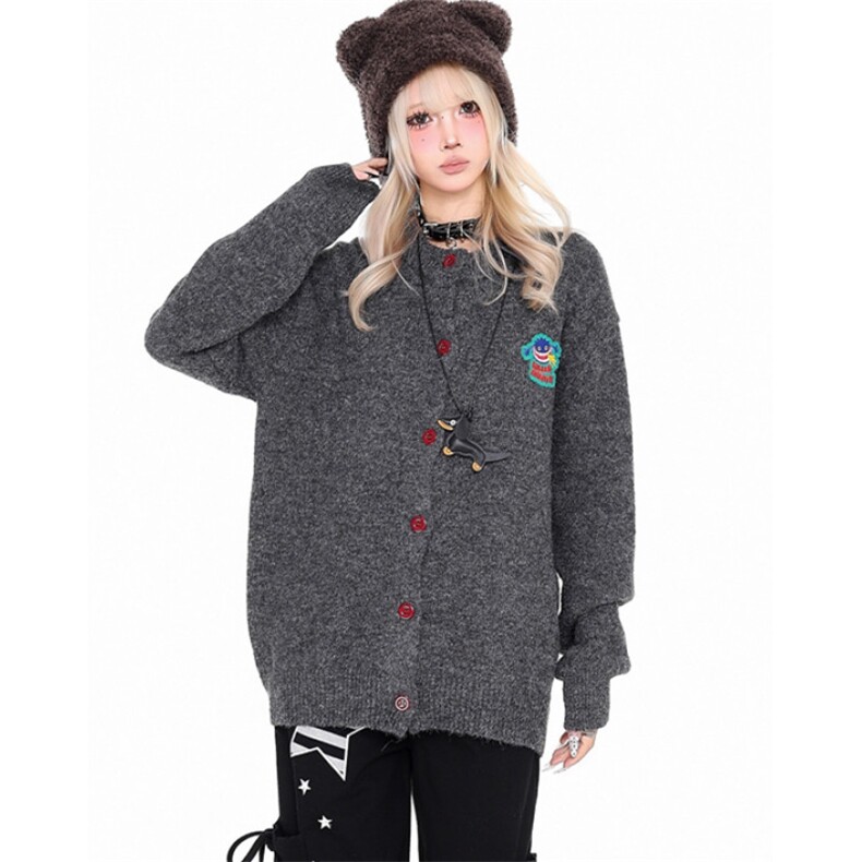 秋冬穿搭撞色纽扣卡通刺绣圆领长袖针织开衫男女毛衣外套MY9577，男装针织衫/毛衣，星座1116A（原606A-3）