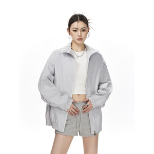 1美式罗纹拼接袖子褶皱大码M-5XL教练夹克女JK78056P69控105图片
