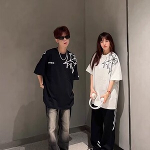 美式重磅短袖t恤男夏季新款潮牌潮流宽松百搭简约帅气五分袖上衣图片