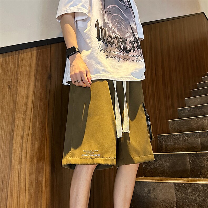 短裤男士夏季新款美式复古休闲五分中裤潮流百搭宽松跑步运动裤子,男装牛仔裤,星座1013
