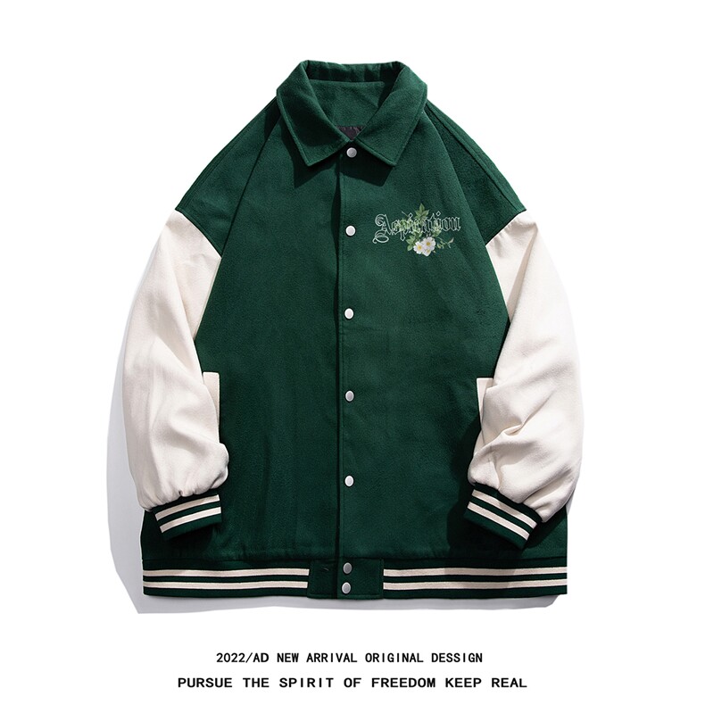 白底22秋季西海岸hiphop潮流翻领棒球服夹克外套G605P85控108,男装夹克,电商A247-1