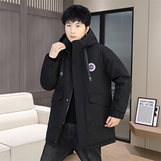男士秋冬季派克服新款潮牌夹克冬装外套加绒加厚中长款风衣服，男装夹克，星座715-3
