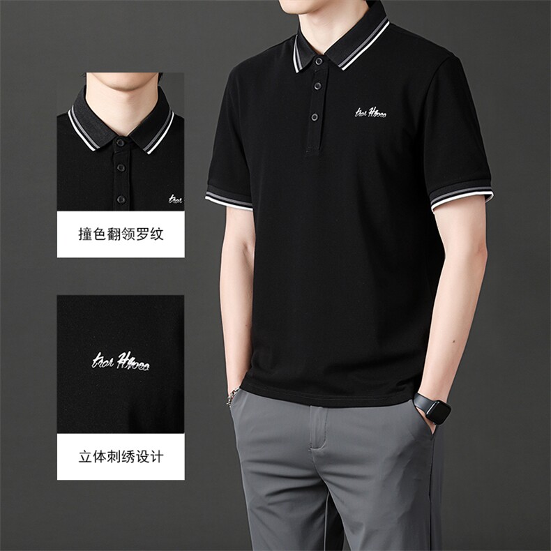 翻领短袖polo衫男青年潮牌夏季t恤韩版修身潮流新款百搭纯棉上衣图片