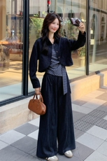 休闲减龄穿搭工装夹克套装女春秋2025超火好看高级感阔腿裤三件套，女装套装/套裙，2C007