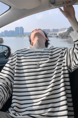 T5085改长袖T5399特批P35无差价秋季百搭大码条纹圆领长袖T恤男，男装T恤，电商A001-1