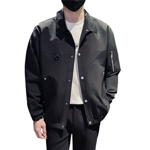 新款社会小伙秋冬男时尚工装夹克男店主外套JK802-P78 控128 黑色图片