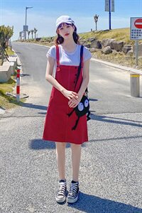 现货2021夏装减龄牛仔背带裙166-QZ17图片