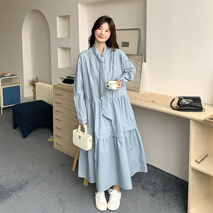 春现 盐系浅蓝色条纹休闲风连衣裙B190-5010-P135-K198图片