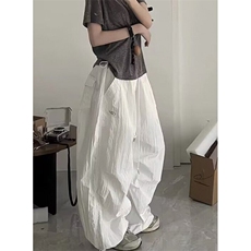 降落伞工装裤廓形松紧抽绳宽松皱褶口袋美式休闲长裤夏K190，男装工装外套，星座1116A（原606A-3）
