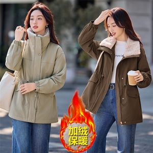 现货秒发2025冬装新款韩版休闲加厚保暖大翻领派克服棉衣棉服外套图片