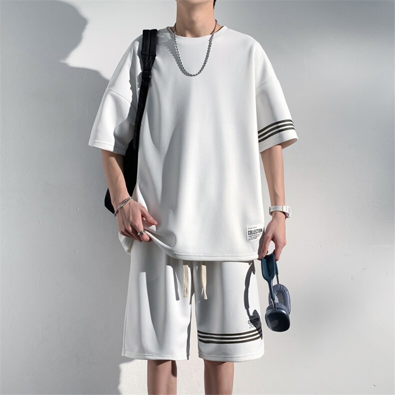 直播品质！2024夏季新款男士珠地圆领短袖套装夏天一套TZP001P70,男装T恤,电商B220