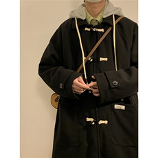 1港风室内牛角扣加棉呢大衣男可拆卸帽外套男FY8716P138控188，男装毛呢大衣，星座226-2