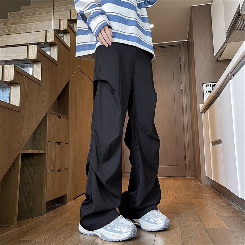 休闲西裤男韩版潮流痞帅气褶皱百搭2025春季ins宽松长裤K5817-P36，男装西裤，星座412-3