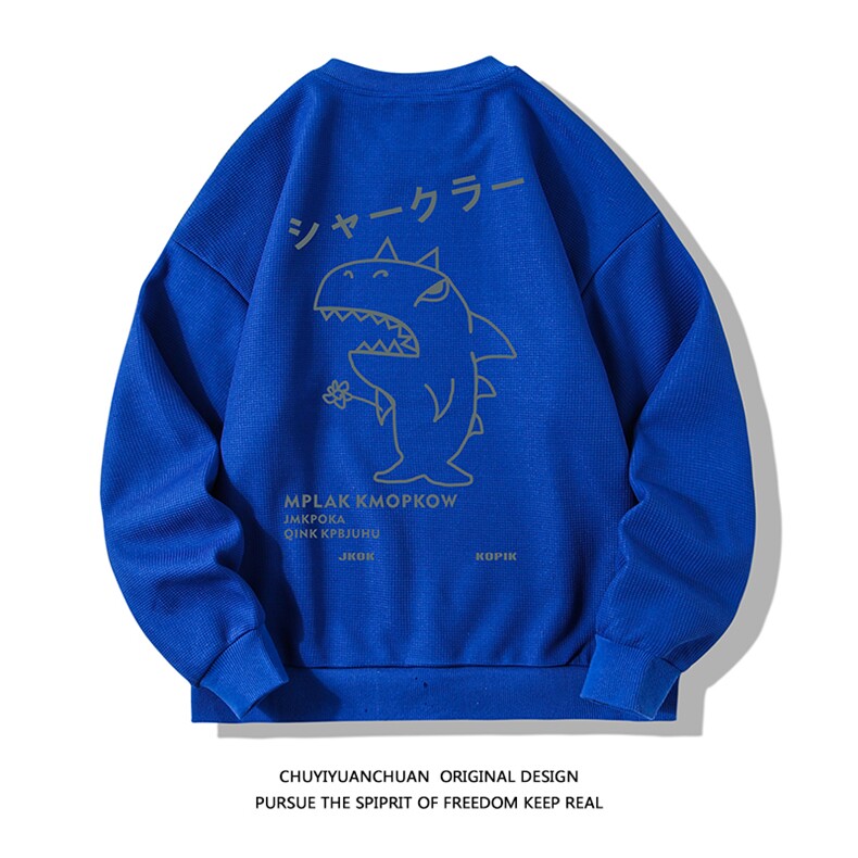 华夫格卫衣圆领卫衣长袖t恤男外套白底HW76092-P30加绒款-P40,男装卫衣,电商A040A