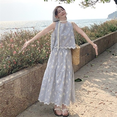 夏季新款韩系甜美减龄百搭显瘦开衫+半身裙两件套套装女，女装套装/套裙，2C159