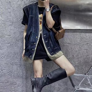 牛仔马甲,女装马甲,爱丽伽