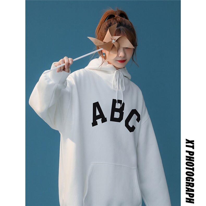 中性风2026秋季新品潮牌字母印花简约连帽卫衣外套W295P35控58，女装短外套，A247A