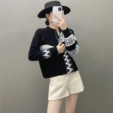 秋季新款针织不规则拉链开衫时尚休闲百搭，女装针织衫/毛衣，国旺羊绒