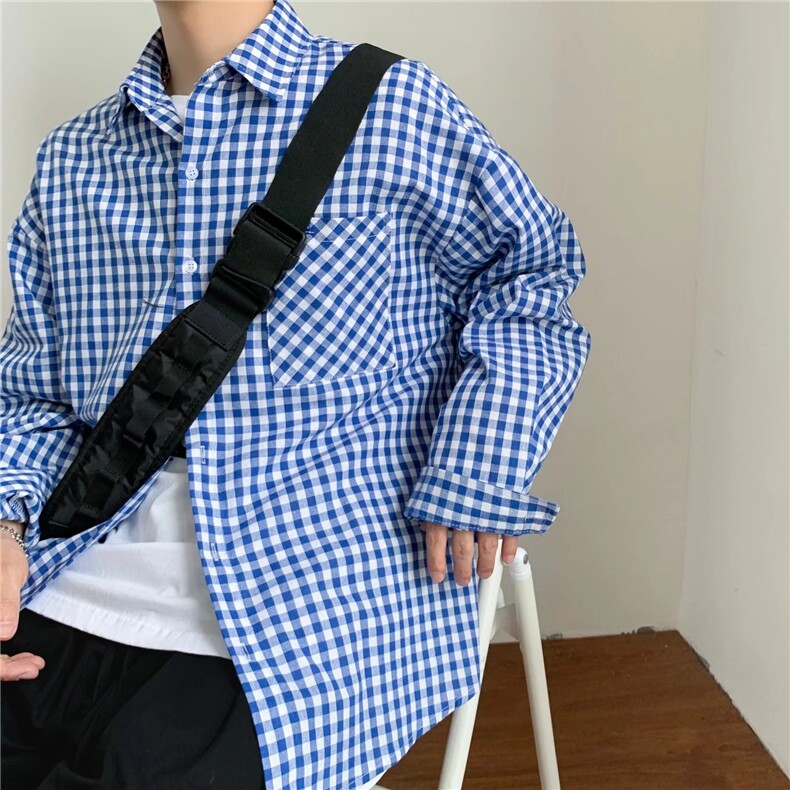 男春夏新款休闲长袖格子衬衣XC176P32,男装衬衫,星座1116-2