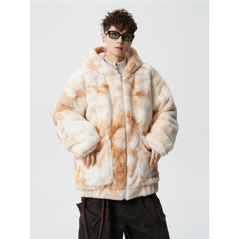 羊羔毛棉衣潮扎染情侣大码M-5XL毛绒外套男MY78198P138控198，男装棉衣，星座227-7