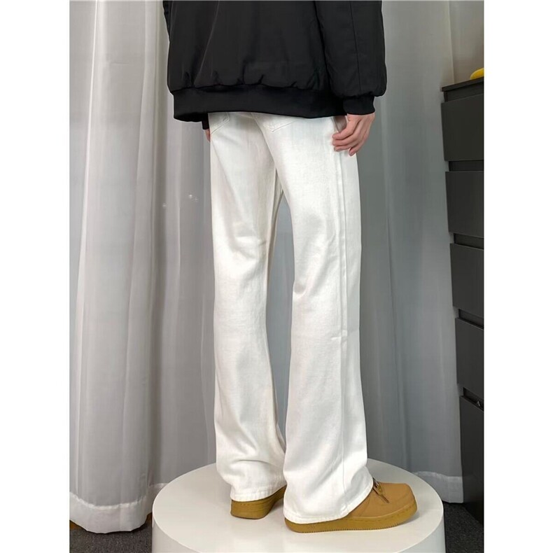 cleanfit白色牛仔裤春秋高街ins直筒长裤弯刀微喇裤KZ17Y250-TP35,男装牛仔裤,电商A247C