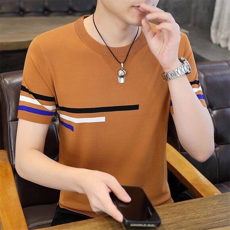 7972-P55夏季休闲时尚短袖毛衣男打底衫欧货潮牌针织衫,男装T恤,电商D310B-1