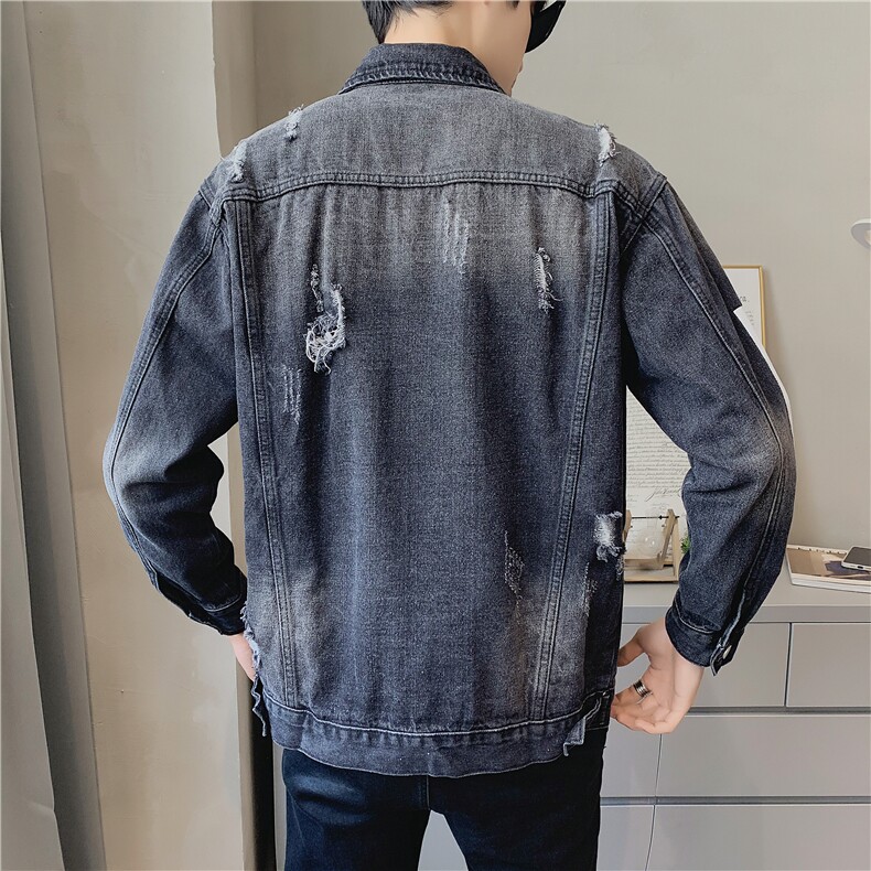 JK302-p95-限价138现货店主风牛仔夹克肥仔量足破洞印花大码，男装夹克，星座103A