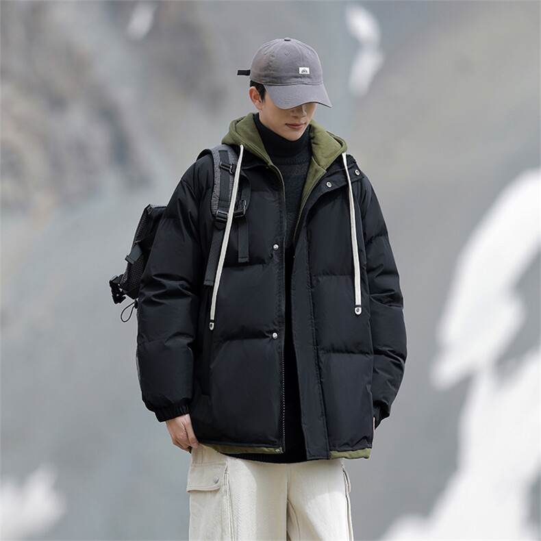 冬季棉服新款D4134-TP75不男女假两件连帽撞色宽松棉衣外套,男装棉衣,电商A102