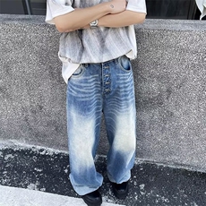 简约百搭青春流行牛仔裤新款宽松直筒慵懒潮夏季长裤男气质潮流，男装牛仔裤，星座716-2