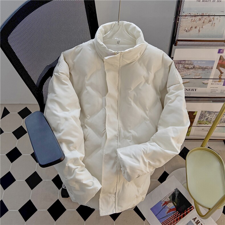 Y133-P88冬季加厚棉服男立领复古菱格压皱设计感痞帅外套面包服,男装棉衣,星座603-2