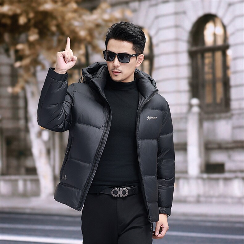 冬季2024羽绒服潮男青年白鸭绒加厚短款连帽面包服时尚男士外套,男装羽绒服,钱塘6003（原4033）