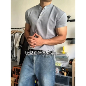 网图现货亨利领POLO短袖美式运动户外纽扣正肩T恤TX706特P25图片