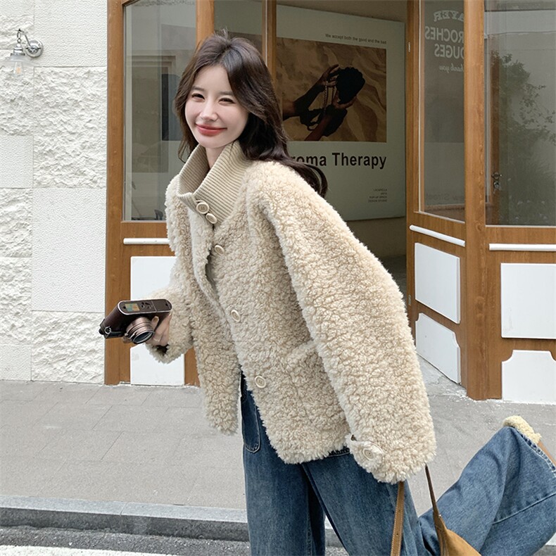 2025xian货针织拼接皮毛一体B109-9870-225-318,女装短外套,2B109