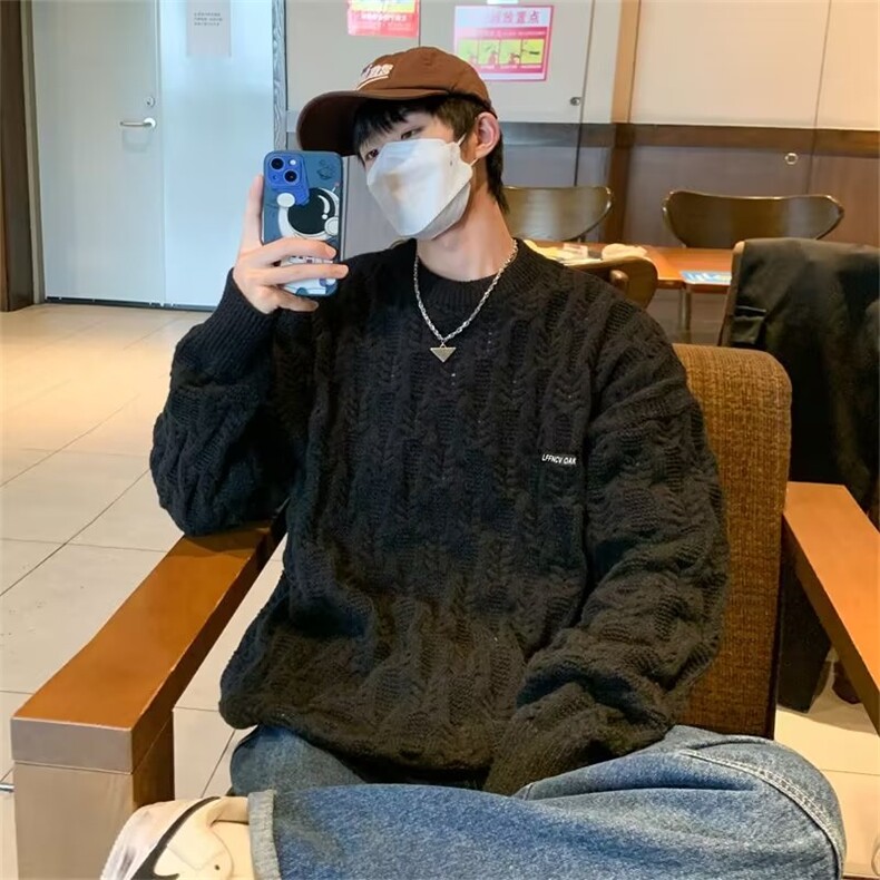 美式街头设计感圆领毛衣男慵懒风休闲针织衫M5547P50,男装针织衫/毛衣,星座1116-2