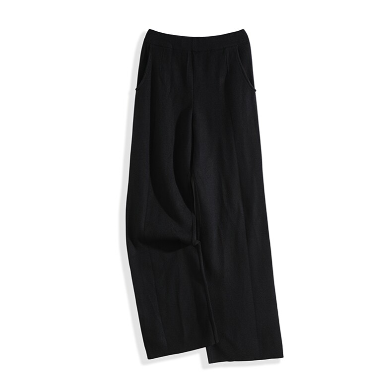 2024秋款黑色宽松直筒裤女高腰显瘦百搭休闲长裤，女装休闲裤，松航羊绒