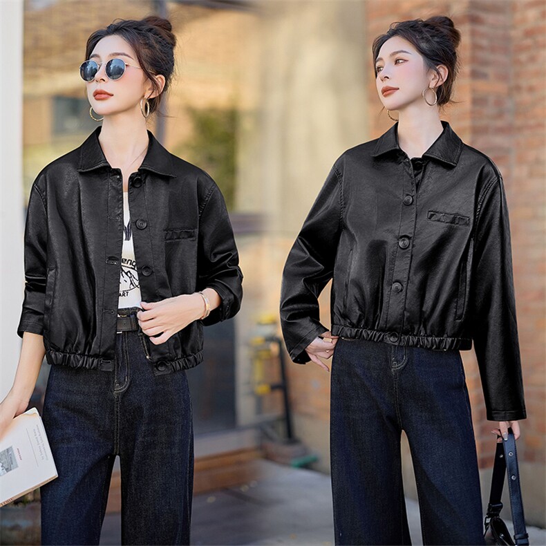 袁泉同款磨砂皮皮衣外套女2025新款短款高级感夹克，女装皮衣，江南女神