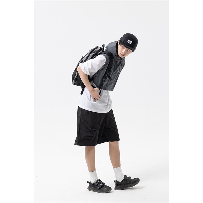 南夏乔装2025夏季新款印花字母连帽T恤日系潮流宽松假两件短袖男,男装T恤,电商S006（B521）