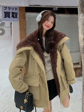新款现！羊羔毛拼接派克服羽绒服工装外套2C133-6001-P275-K408，女装派克服，2C133
